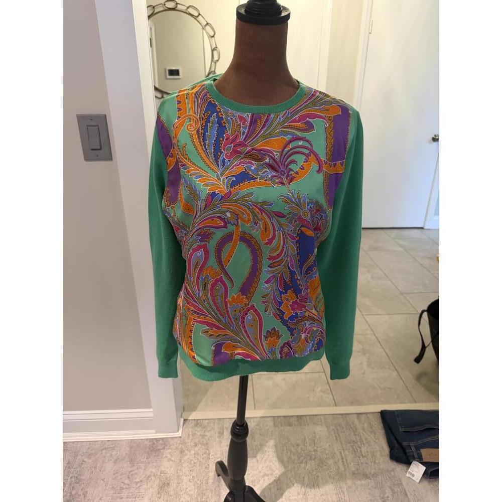 Ralph Lauren Black Label 100% Cashmere/Silk Paisley Print Sweater Size L
